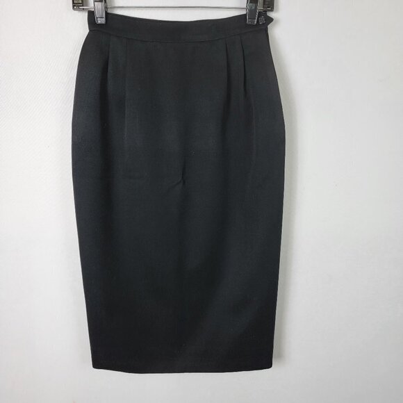 Austin Reed Black Pencil Skirt Women's 2 Knee Length Zip Front Pockets Wool - Picture 1 of 7